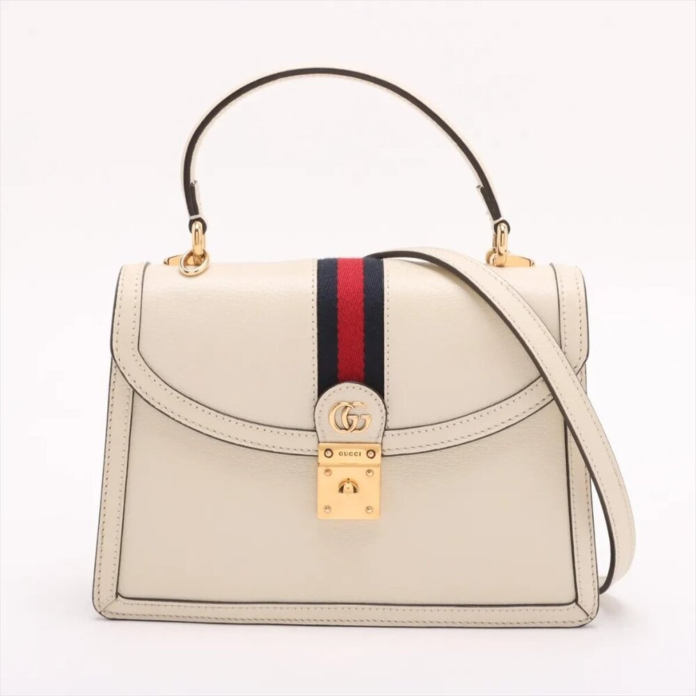 👜 Gucci Ophidia Leather 2-Way Handbag White 651055